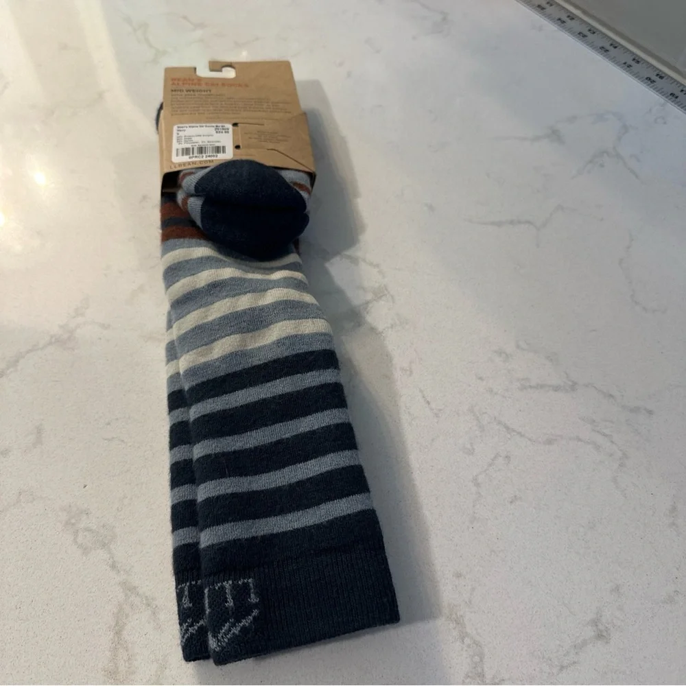 LL Bean Alpine Ski Midweight‎ Socks Unisex Small Women’s 4-6.5 NWT Blue